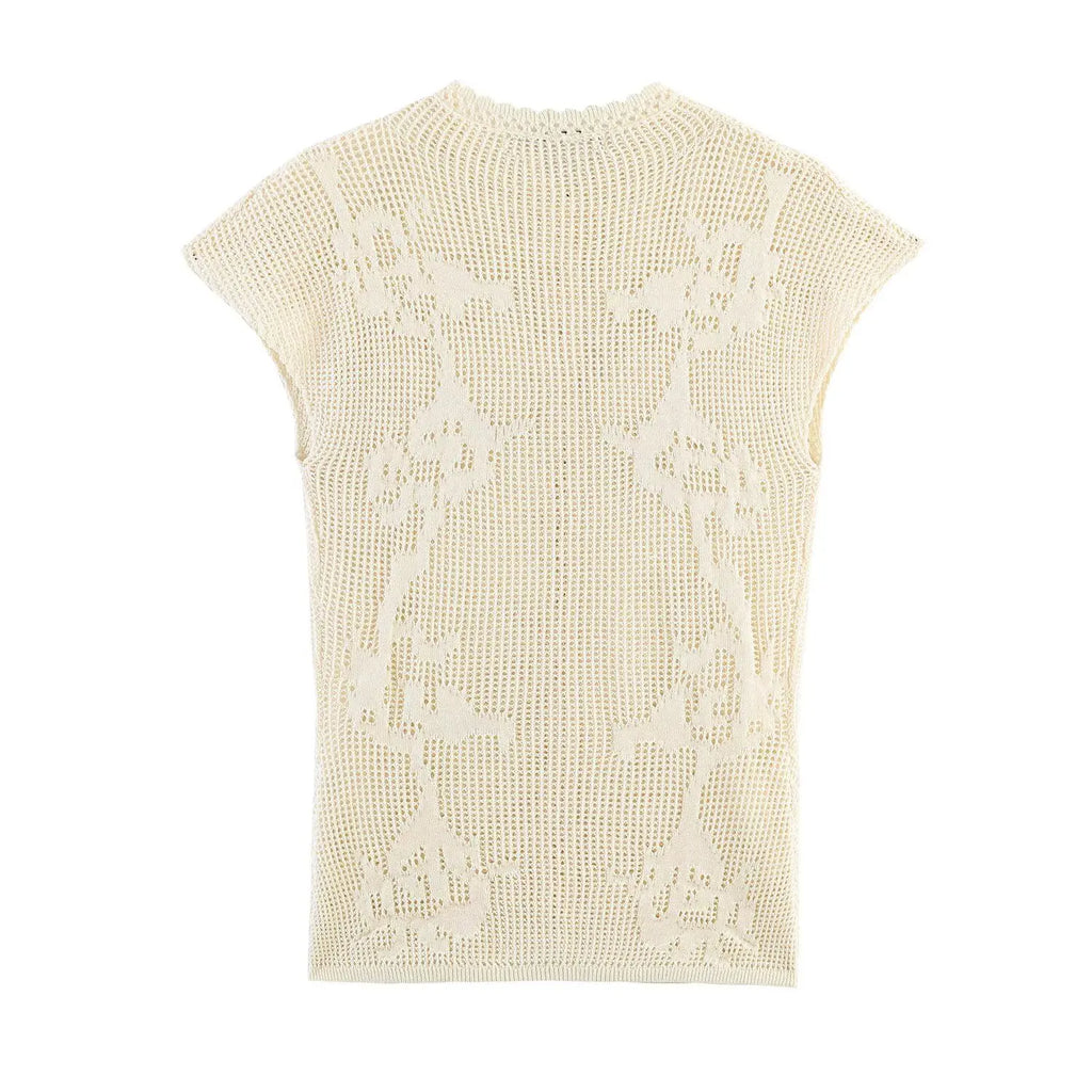 Women Knitted Fashion Short Sleeved Cardigan Top Single Breasted