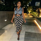 Polka Dot Patchwork Capri Pants With Drawstring Waist