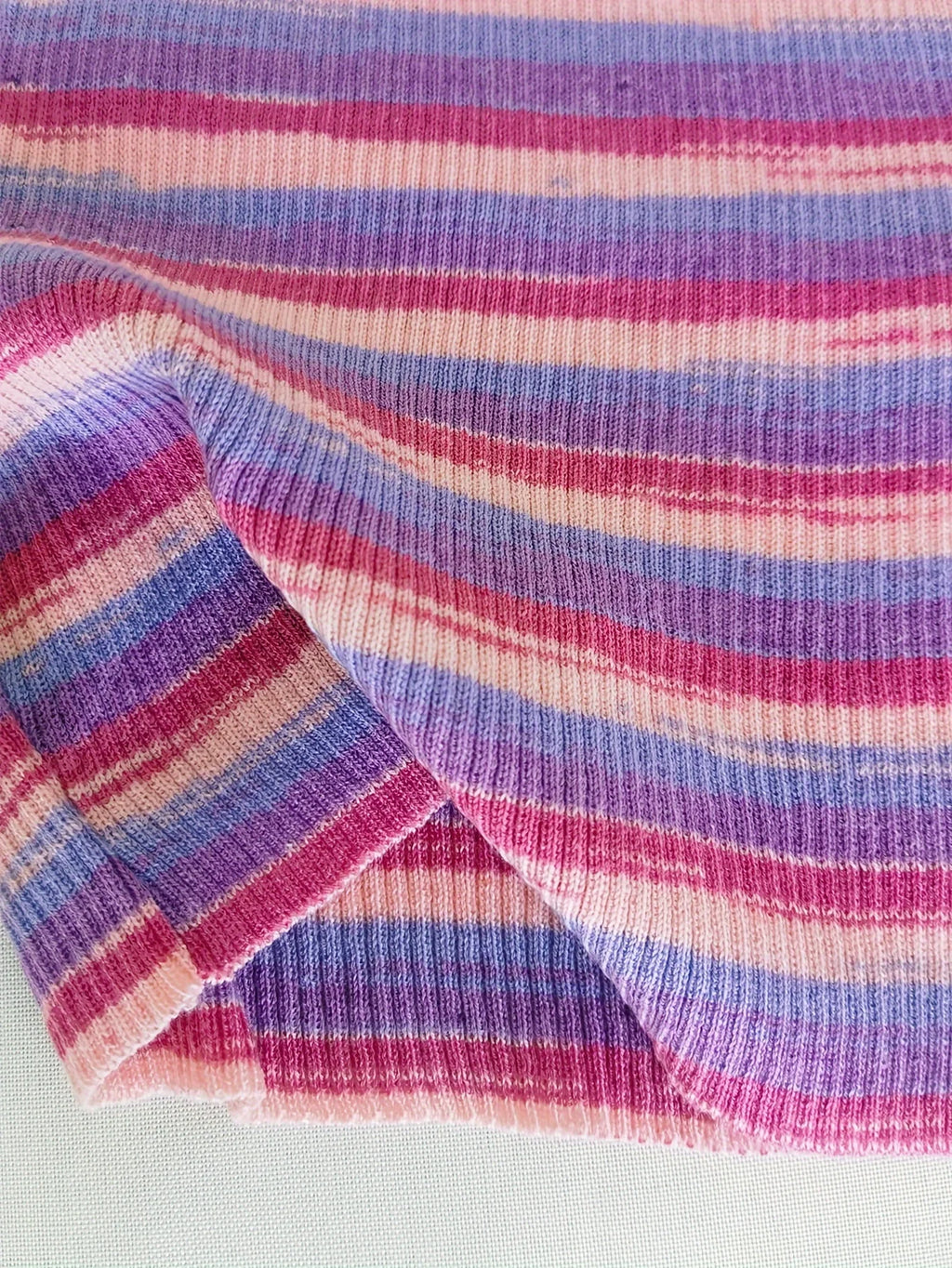 Striped Ribbed Knit Cami Top With Square Neck Sleeveless Rainbow Crop