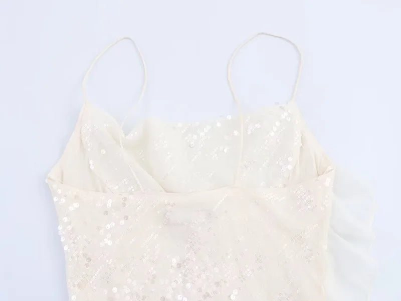 Sequin Backless Mini Slip Dress