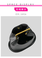 Gold Metallic Irregular Bucket Bag With Ball Base Leather Tote