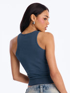 Letter Print Tank Top For Women O Neck Slim Fit Sporty Leisure Wear