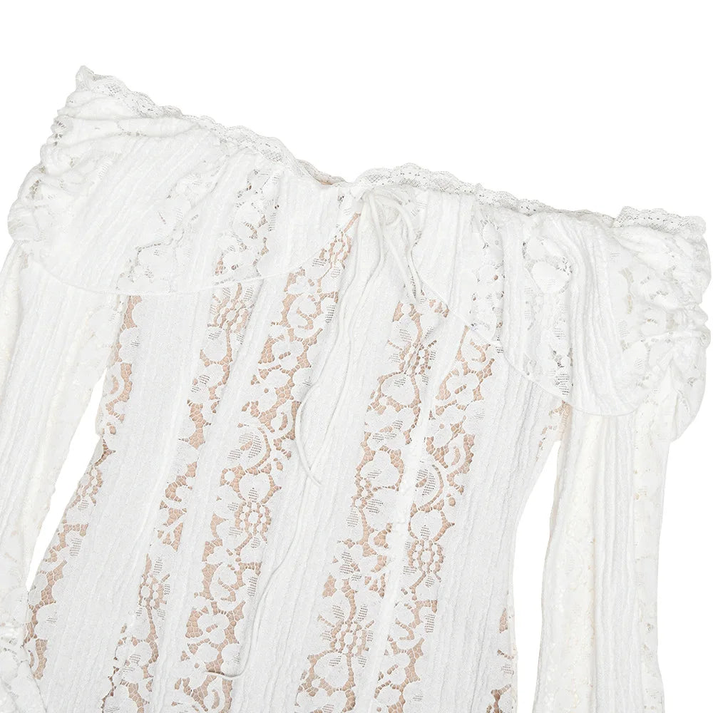 Lace Evening Dress Sleeve Elegant Party Gown