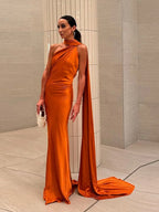 Sexy Satin Ribbon Backless Halter Dress For Elegant Evening Gown