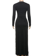 Ruched Maxi Dress For Women Chic Bodycon With Long Sleeves