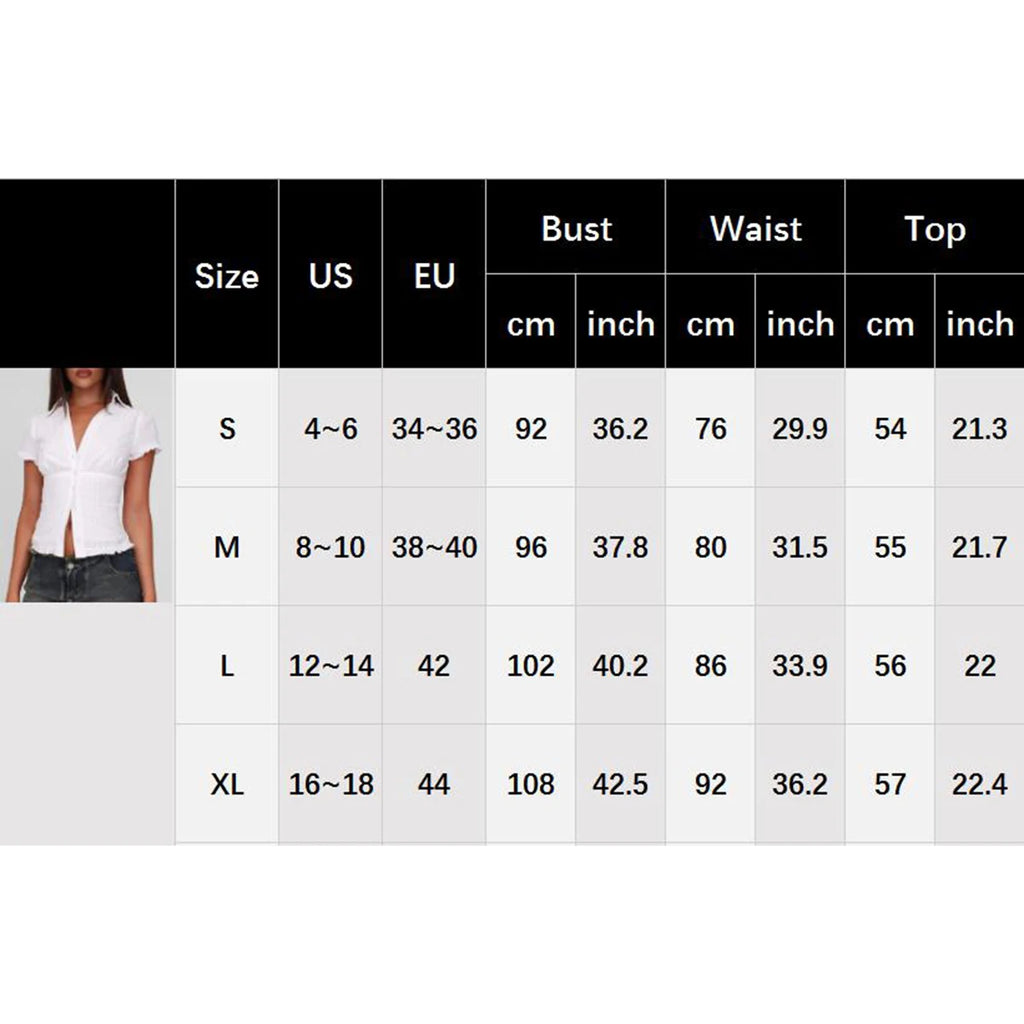 Ruffled Crop Blouse With V Neck Short Sleeve