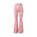 Vibrant Pink Patchwork Flared Pants With Elastic Waist And Wide Leg Streetwear Abstract Print
