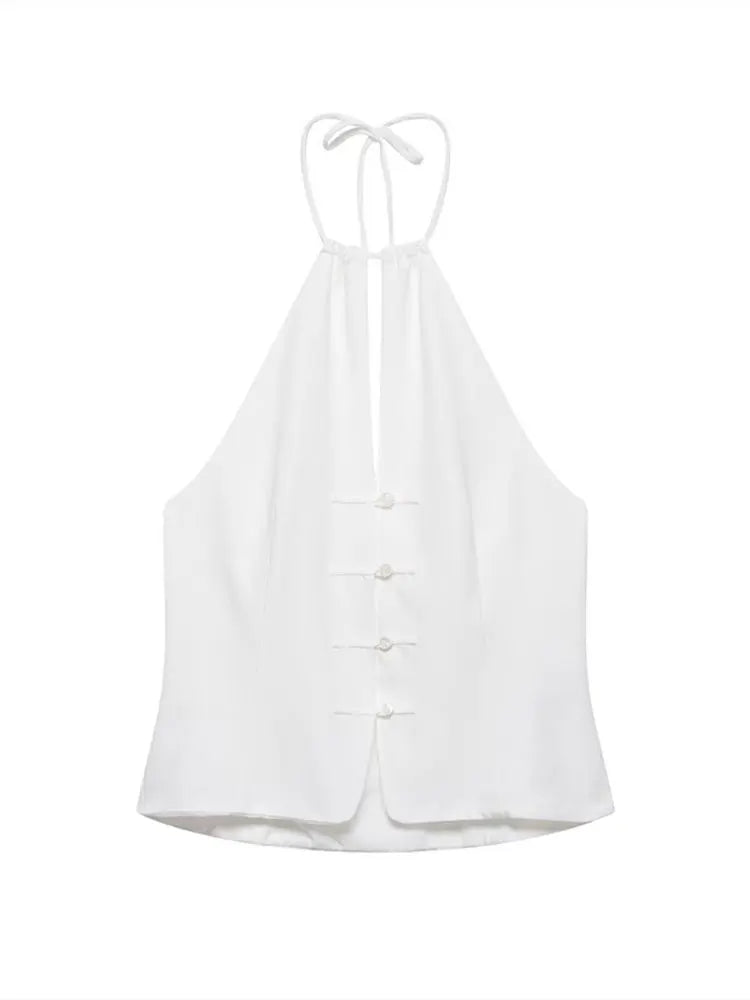 Halter Top And Shorts Set With Backless