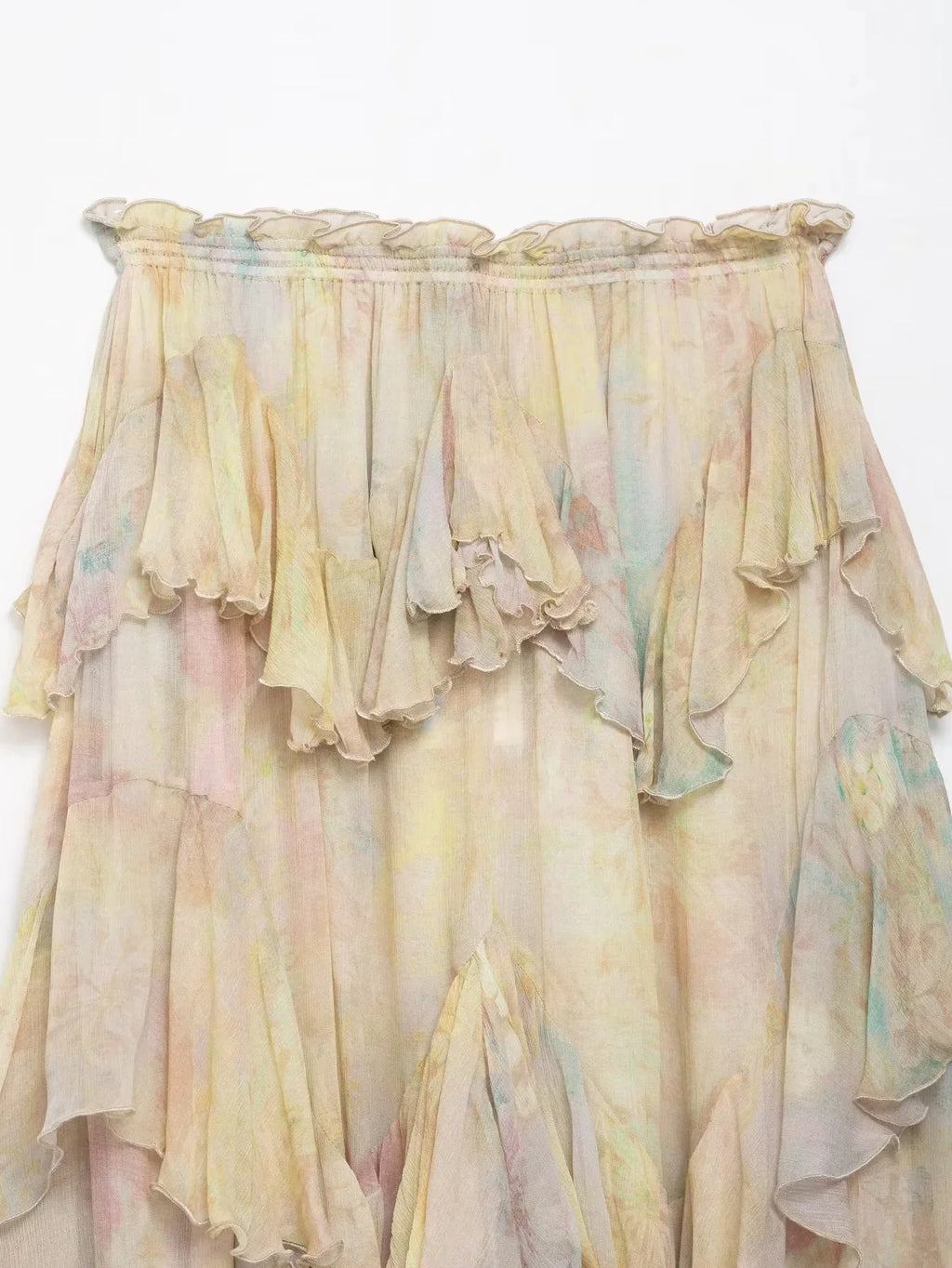 Tiered A-Line Print Ruffle Skirt