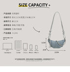 Denim Blue Crossbody Bag For Women With Harajuku Street Flair And Modern High Street Style