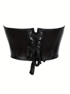 Leather Strapless Corset Top With Boning For Sleek Shaping