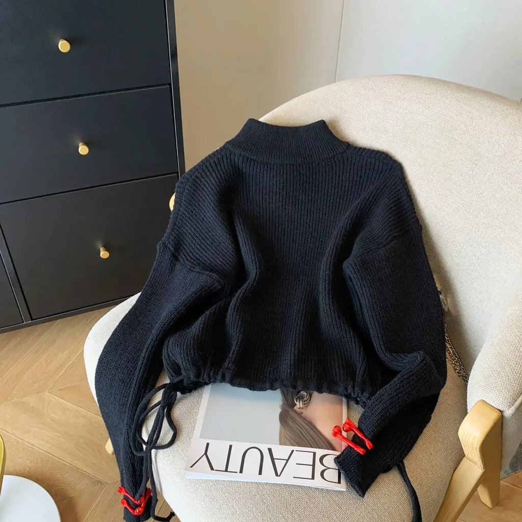 Vintage Knit Sweater With V Neck And Loose Fit