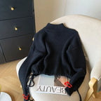 Vintage Knit Sweater With V Neck And Loose Fit