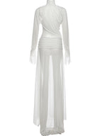 Sheer 2-Piece Turtleneck Crop Top & Skirt Set