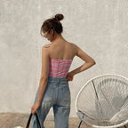 Plaid Push Up Backless One Piece Swimsuit