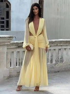 Off Shoulder Pleated Maxi Dress With Lace Patchwork