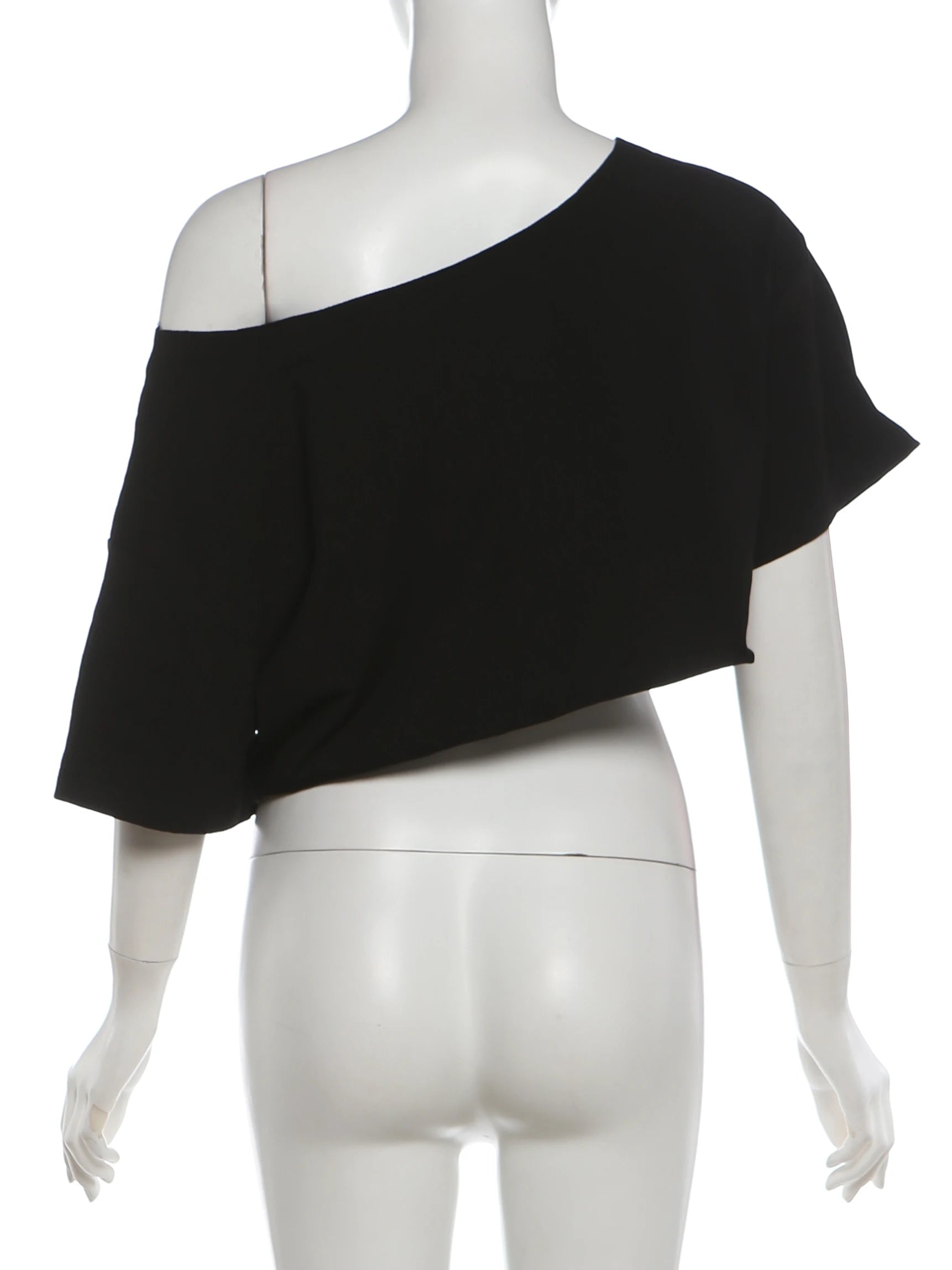 Shimmering Letter Rhinestone Tee Off Shoulder Top With Skew Collar