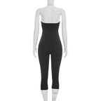 Urban Halter Crop Top And High Waist Capri Set With Metal Ring Detail Two-piece