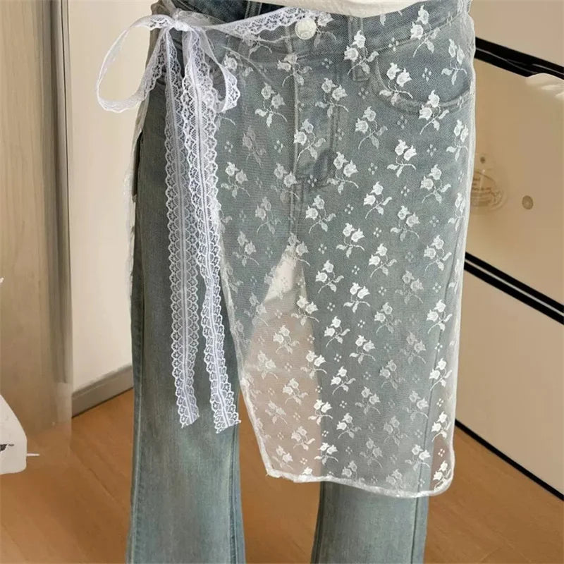 Lace Layered Gauze Skirt With Wrap Style Spicy Girl Streetwear Look For Bold Everyday Chic