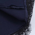 Pleated Hem Patchwork Mini Dress With Lace Inset Slit Detail Sleeveless Back Zip