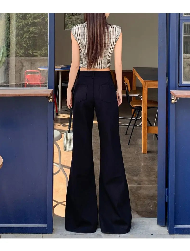 Antiwrinkle Flare Pants With Slimming Comfort Low Waisted