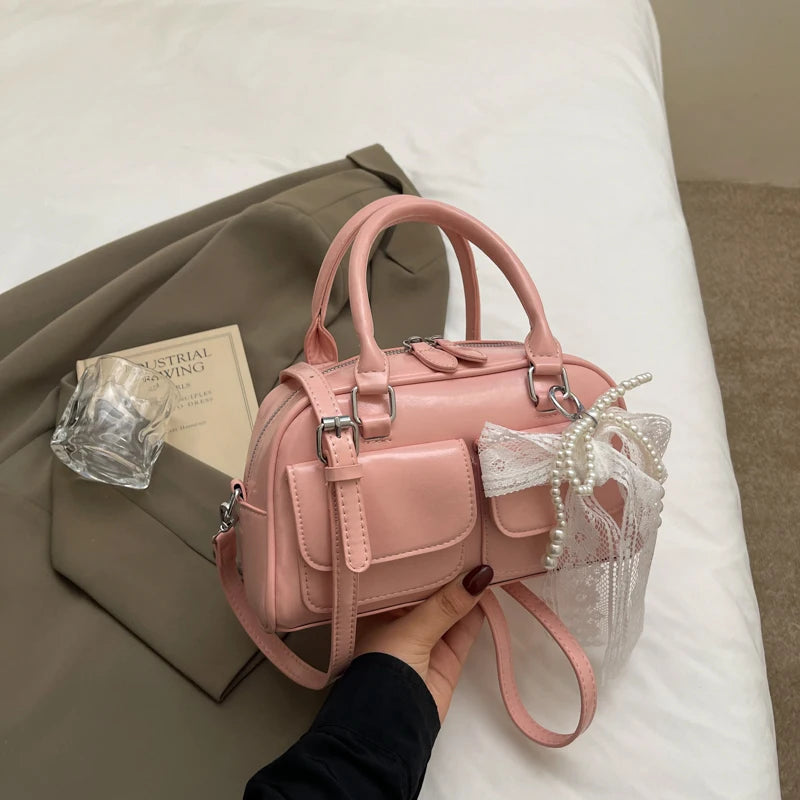 Minimalist PU Leather Crossbody With Pocket Design For Women Mini Square Shoulder Style