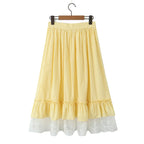 Yellow Gingham Lace Top And Skirt Set Vintage