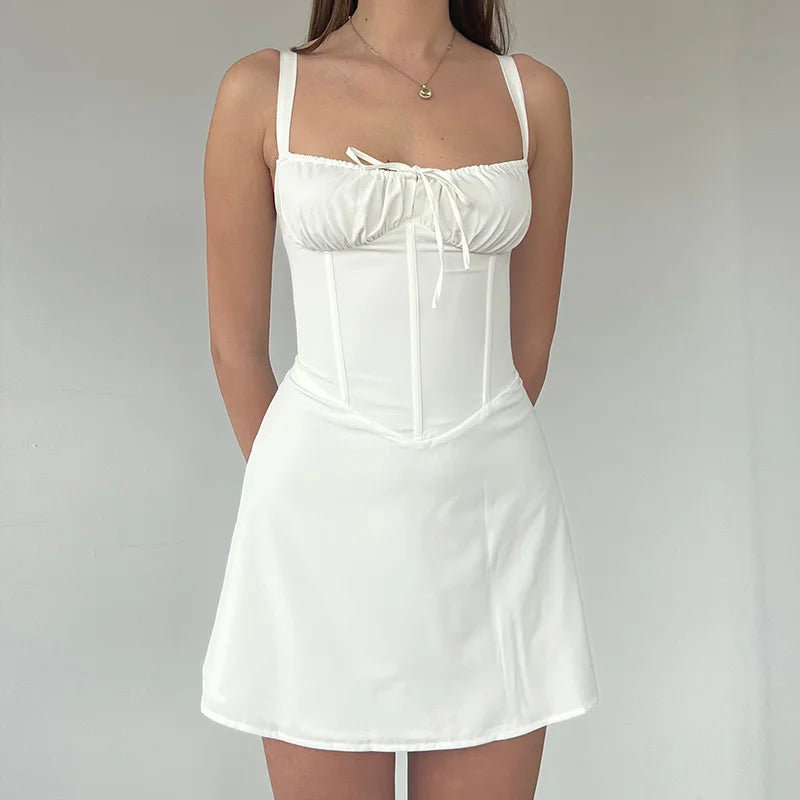 Vintage Corset Mini Dress With Backless Bandage Aline Spaghetti Straps