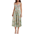 Spaghetti Strap Maxi Dress With Wrap Bow Lace Up Front Elegant Long Gown