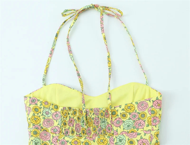 Floral Poplin Spaghetti Strap Top Flowy Lightweight Blouse