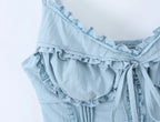 Sleek Backless V Neck Bow Crop Camisole Top