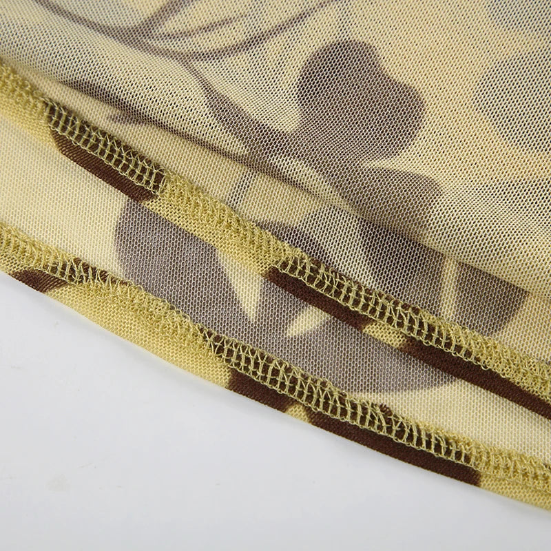 Butter Yellow Printed Lace Up Halter Backless Mini Dress