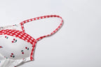 Cherry Plaid Y2K Backless Crop Top Skirt Set