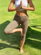 Print Cropped Slim Fit Sweatpants With Side Slits