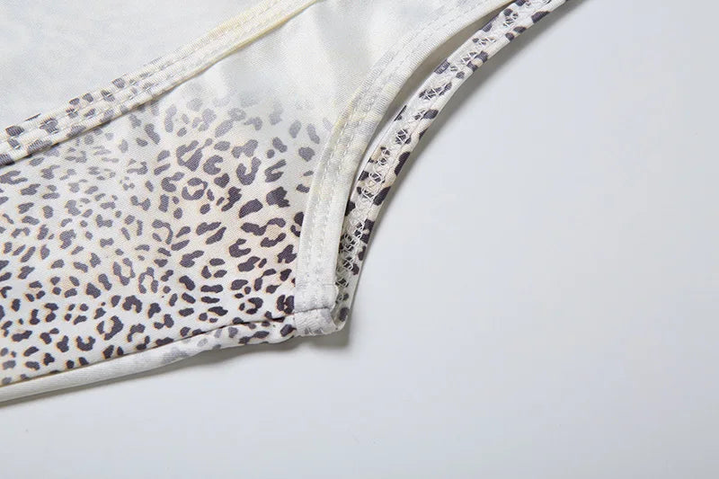 Leopard Print Hollow Out One Piece Romper With Backless Detail Sleeveless O Neck