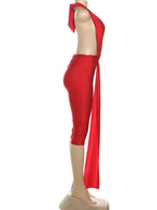 Midnight Patchwork Halter Romper Backless Slim Fit