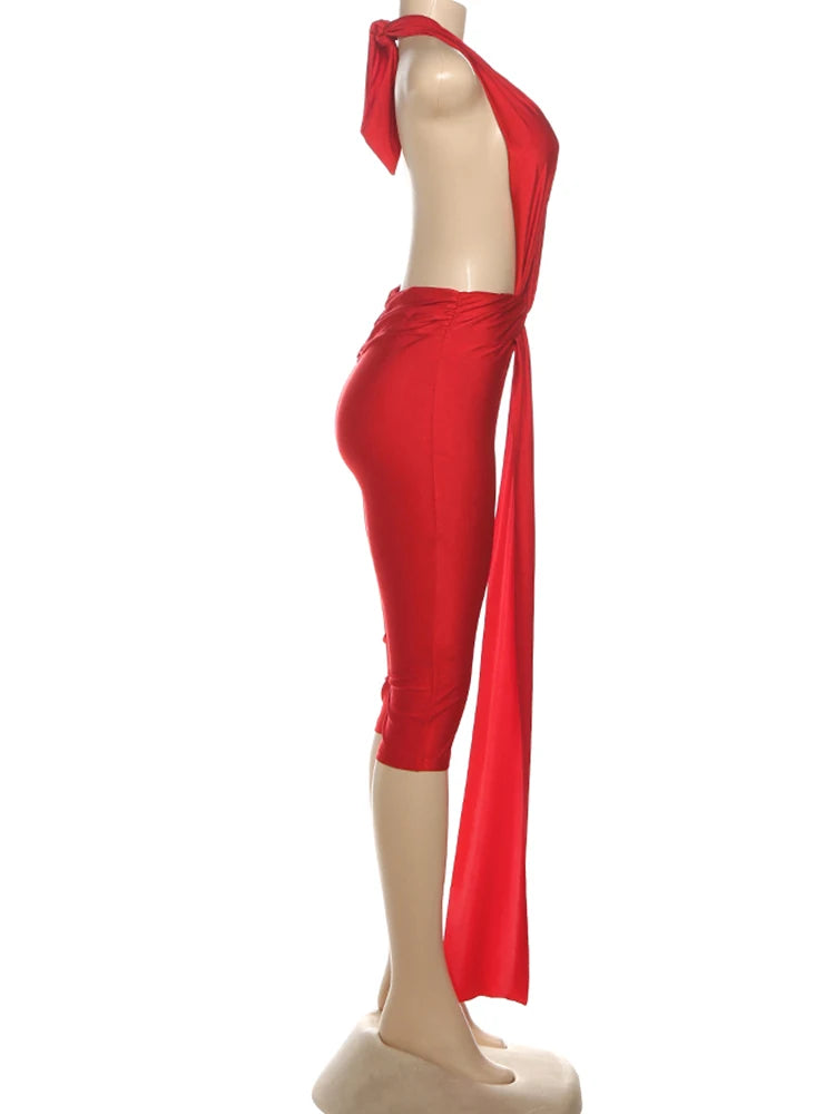 Midnight Patchwork Halter Romper Backless Slim Fit