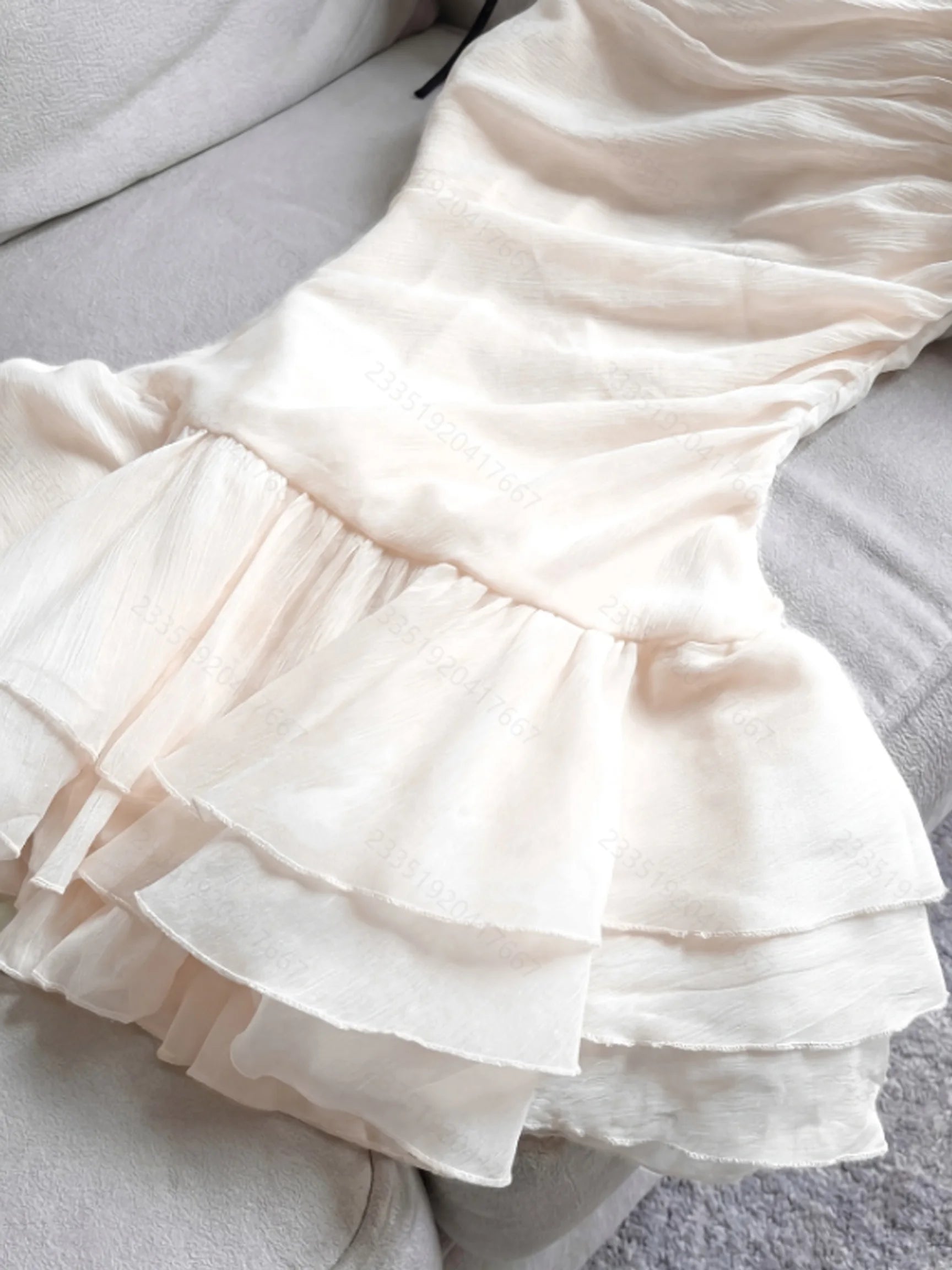 Chic Bow Puff Evening Dress Spaghetti Straps Elegant Party Mini