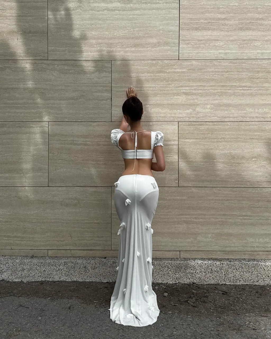Elegant Satin Maxi With 3D Floral Embellishments Flowy Evening Skirt