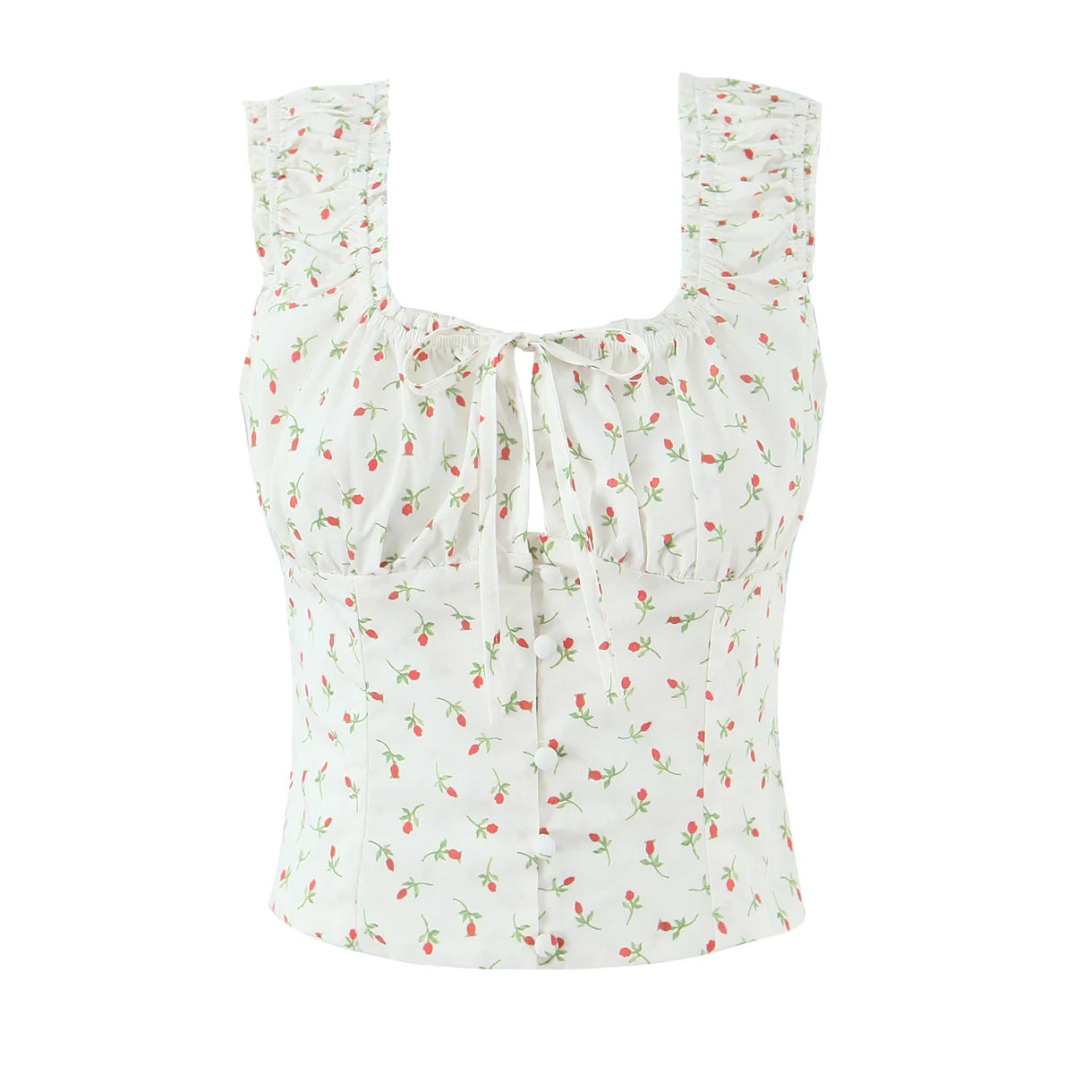 Radiant Bow Accent Ruched Bust Tank Top With Open Button Front And Rope Laced Waist Mini Skirt Set