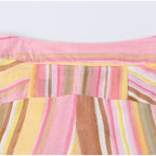 Vivid Multicolor Stripe Wide Leg Jeans With Pockets Low Waist Denim Trousers