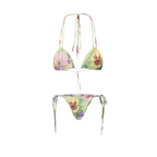 Floral Bikini Set With Skirt Bandeau Style Swimwear