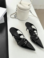 Sparkle Rhinestone Patent Leather Sandal With Thin Strap
