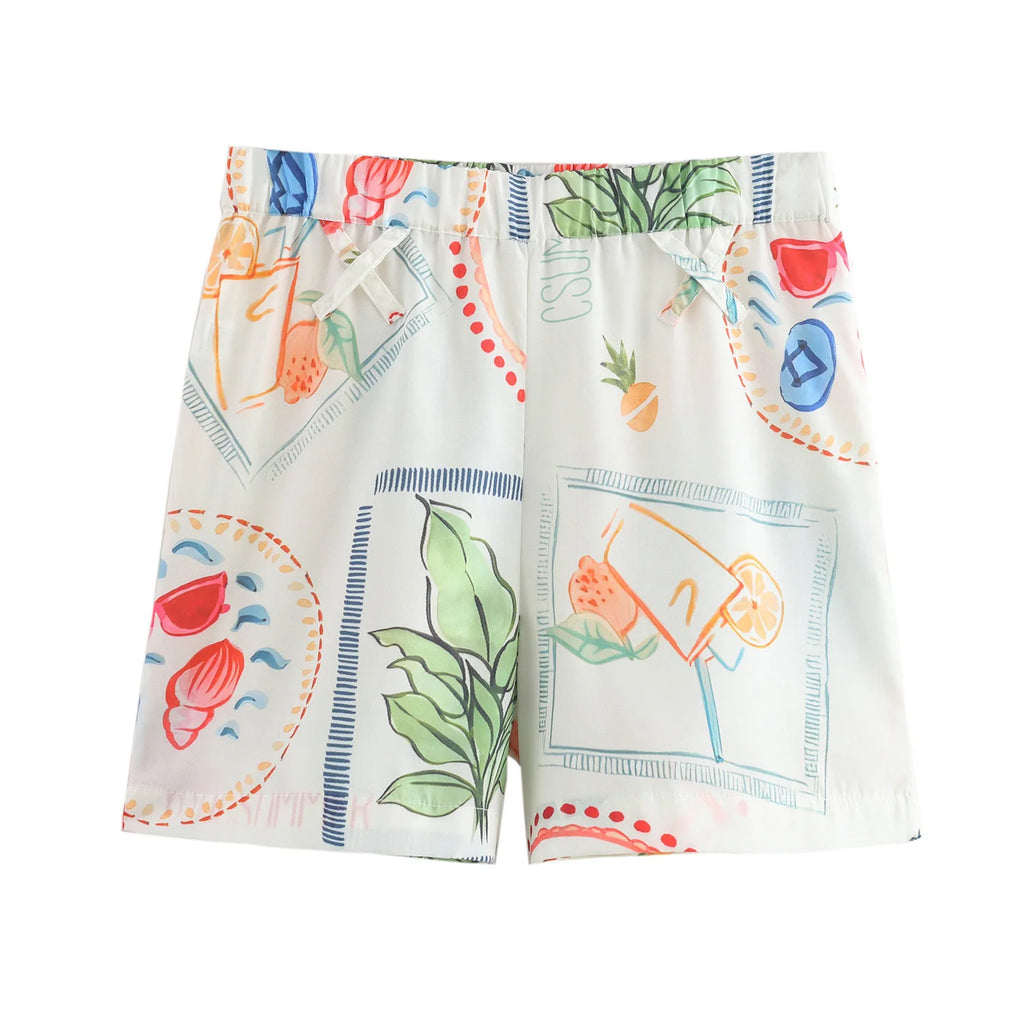 Plant Print Camisole And Shorts Set