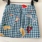 Retro Fruit Plaid Mini Skirt With Button Detail A Line
