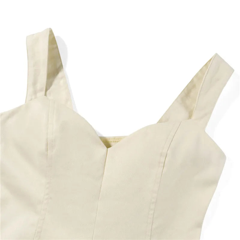 Sleeveless Off Shoulder V Neck Crop Camisole With Backless Silhouette