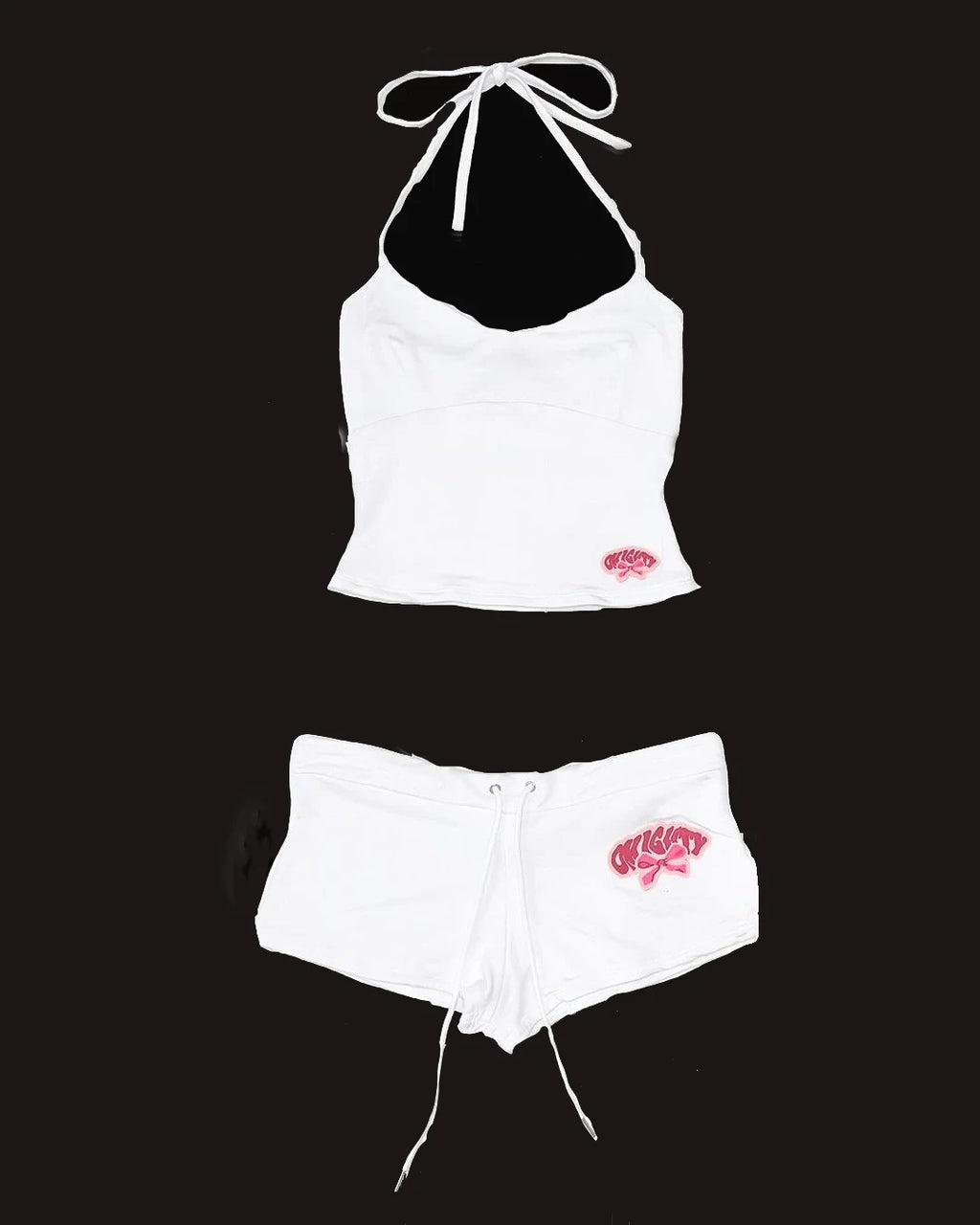 Graphic Letter Print Crop Top With Shorts Grunge Streetwear Vibe