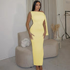 Sleeveless Bodycon Maxi Dress - Patchwork O-Neck