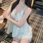 Sweet Bow Sexy Women's Lingerie 2PCS Pajamas Suit