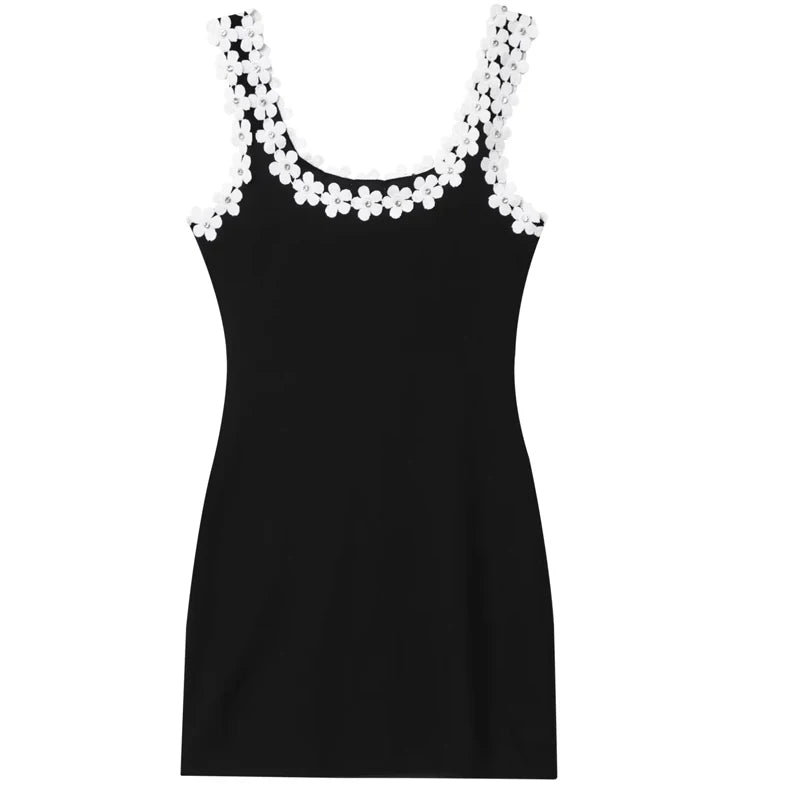 Black Glam Floral Backless Corset Slip Dress Sleeveless